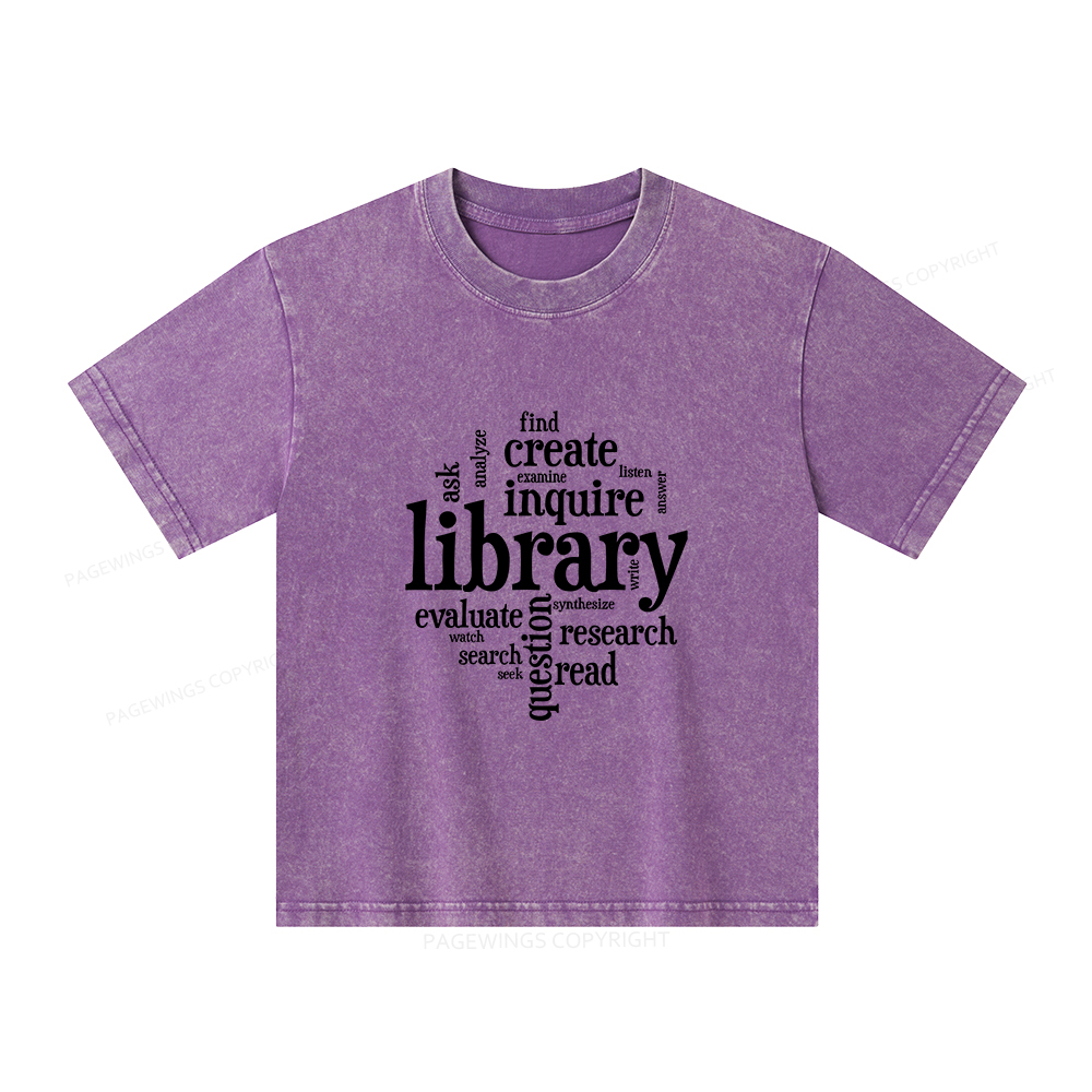 Pagewings Library Unisex Kids Washed T-shirt