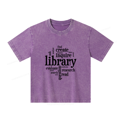 Pagewings Library Unisex Kids Washed T-shirt