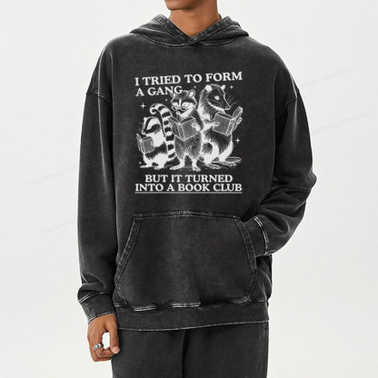 Pagewings A Gang Turn Into A Book Club Unisex Washed Hoodie