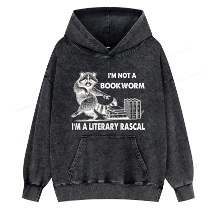 Pagewings I'm Not A Bookworm I'm A Literary Rascal Unisex Washed Hoodie