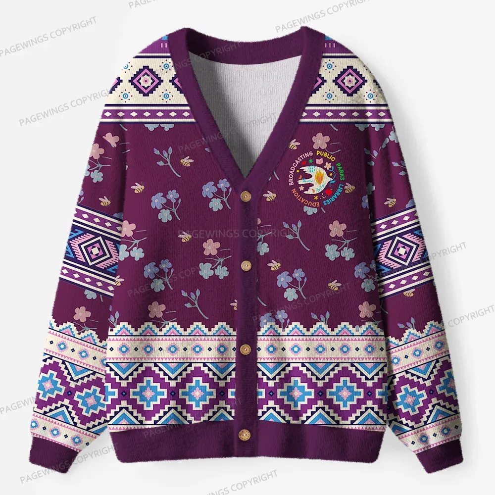 Pagewings Supporting Public Libraries Unisex Ugly Cardigan Sweaters