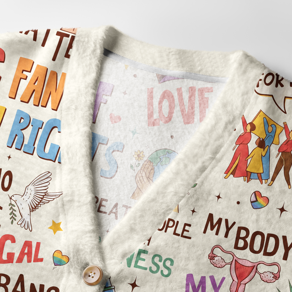 Pagewings Big Fan Of Human Rights Knit Unisex Cardigan Sweaters