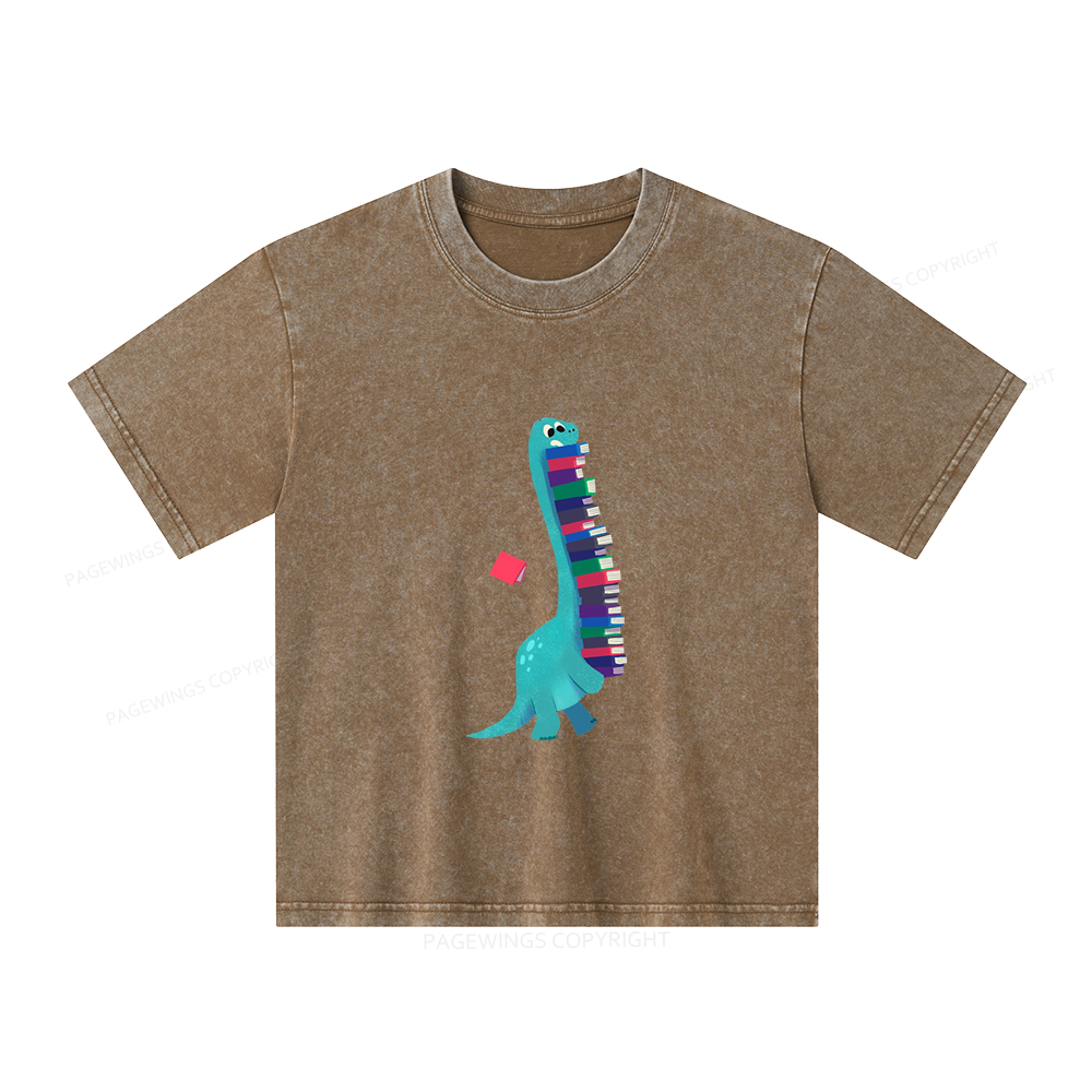Pagewings Book Dinosaurs Unisex Kids Washed T-shirt