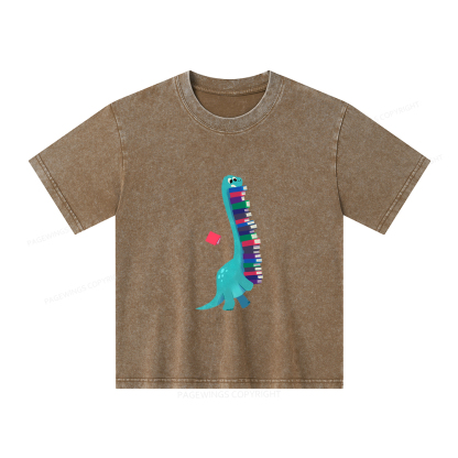 Pagewings Book Dinosaurs Unisex Kids Washed T-shirt