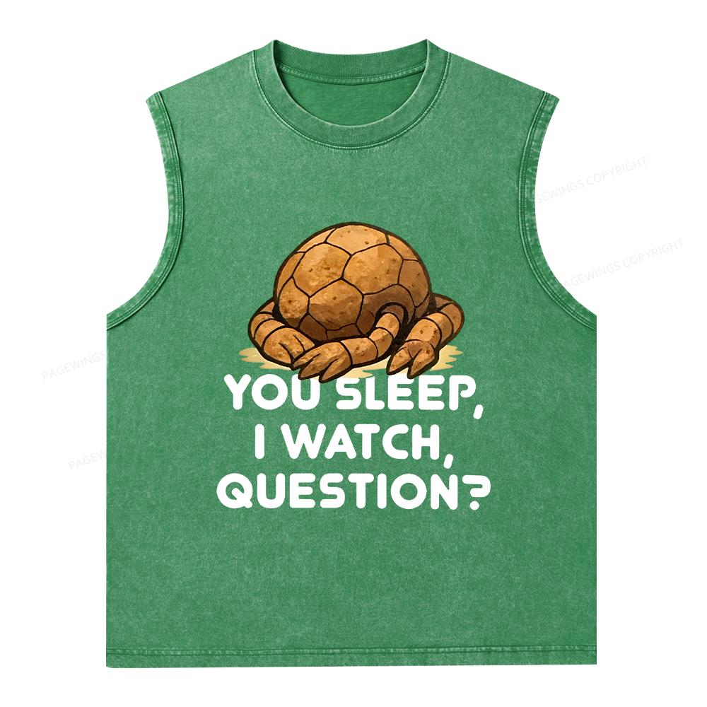 Pagewings You Sleep I Watch Question Unisex Washed Tank Top