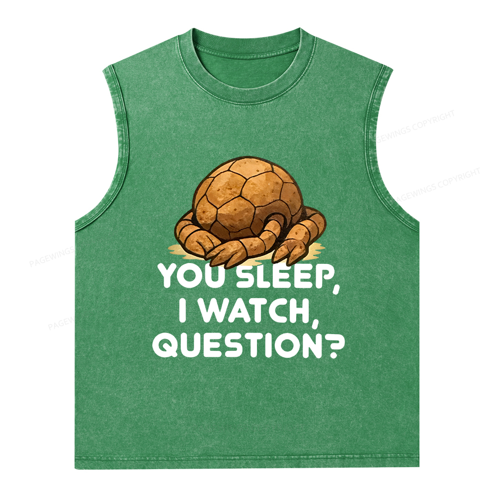 Pagewings You Sleep I Watch Question Unisex Washed Tank Top