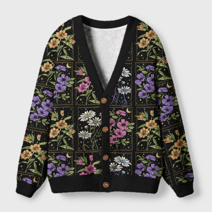 Pagewings Summer Floral Square Neck Light Knit Unisex Cardigan Sweaters
