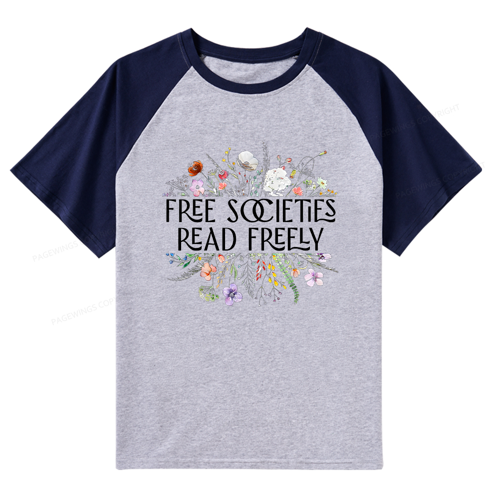 Pagewings Free Societies Read Freely T-Shirt Raglan T-shirt