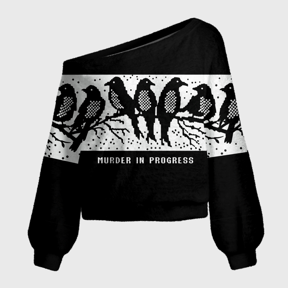Pagewings Murder In Progress Off Shoulder Ugly Knit Sweater