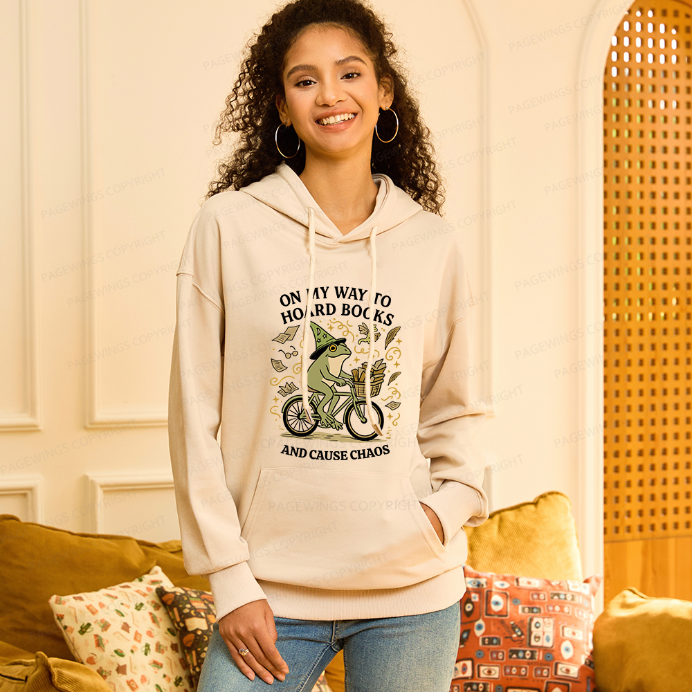 Pagewings On My Way To Hoard Books And Cause Chaos Unisex Classic Hoodie