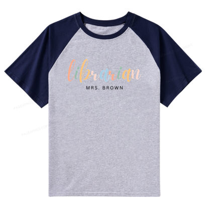 Pagewings Personalized Gift for Librarian Raglan T-shirt