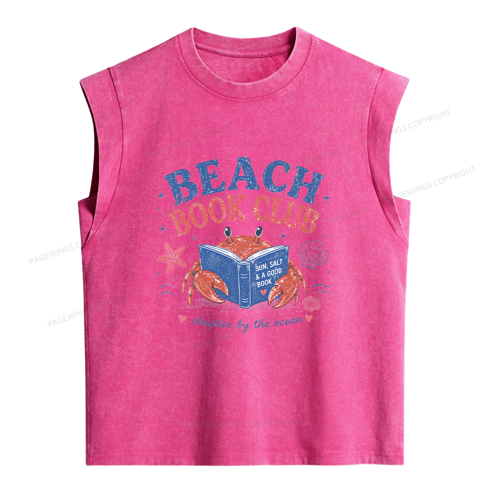 Pagewings Beach Book Club Women's Washed Tank Top