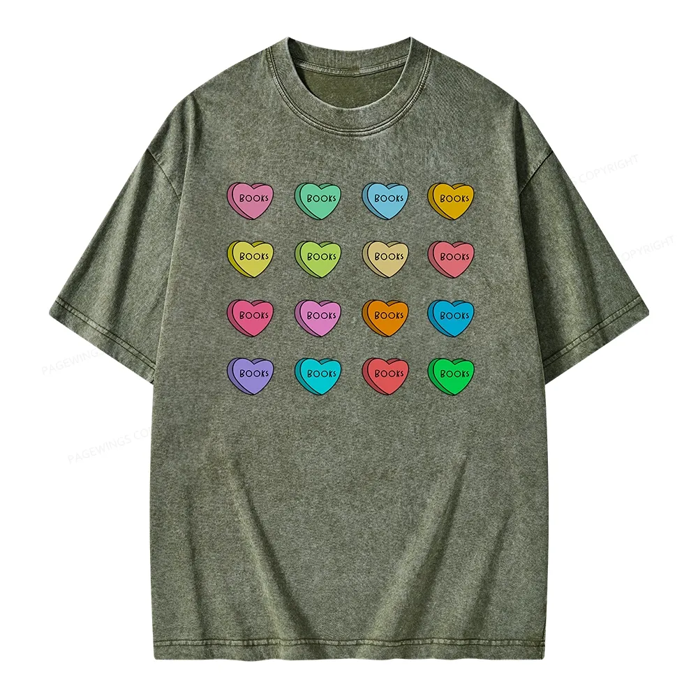 Pagewings Valentine's Day Librarian Unisex Washed T-shirt