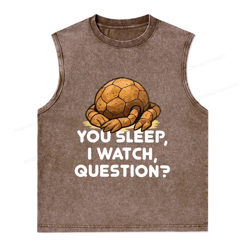 Pagewings You Sleep I Watch Question Unisex Washed Tank Top