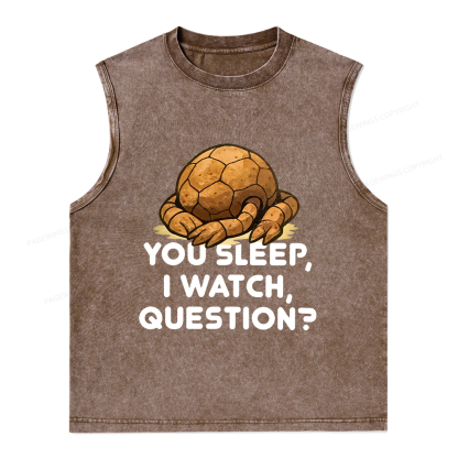 Pagewings You Sleep I Watch Question Unisex Washed Tank Top