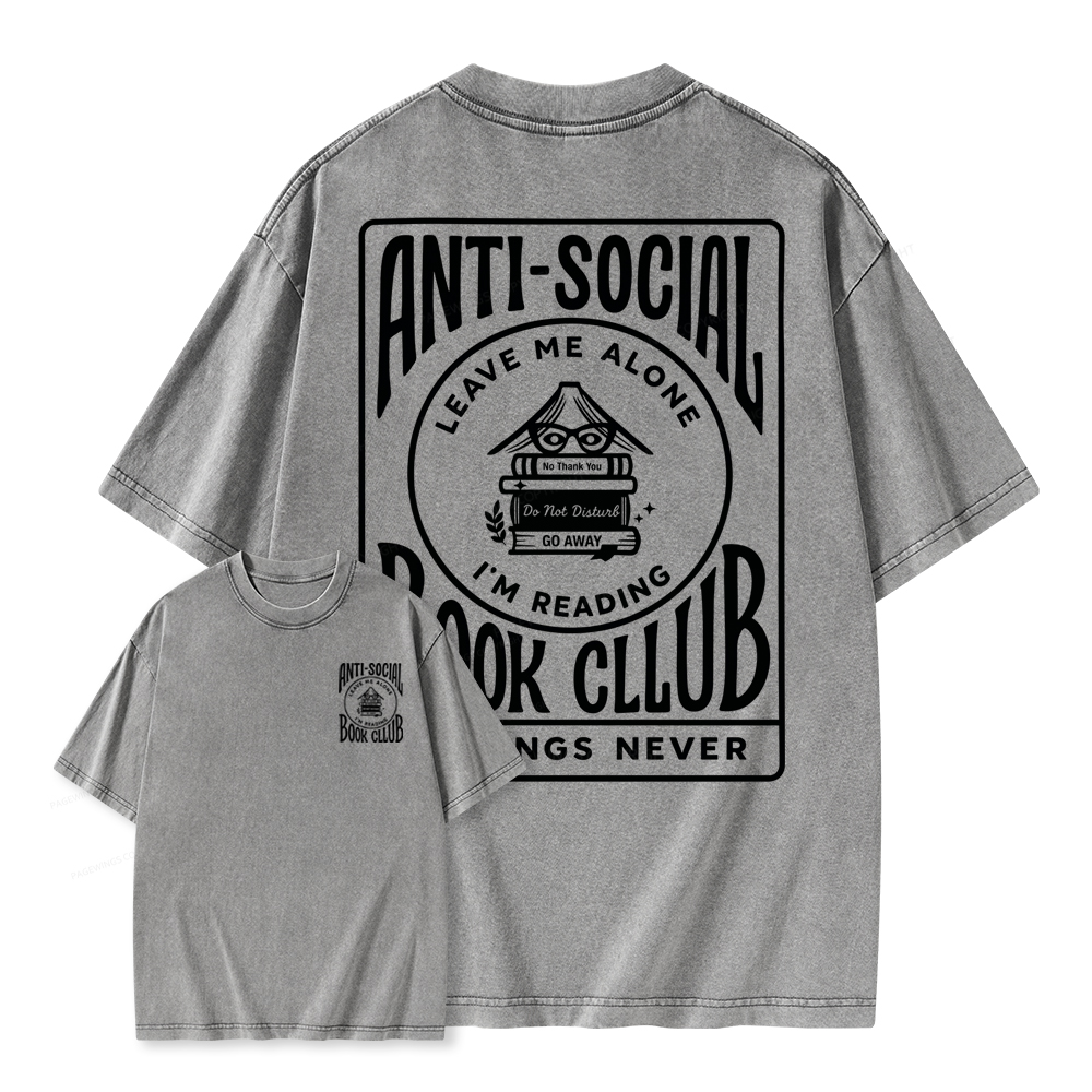Pagewings Anti-Social Book Club Unisex Washed T-shirt