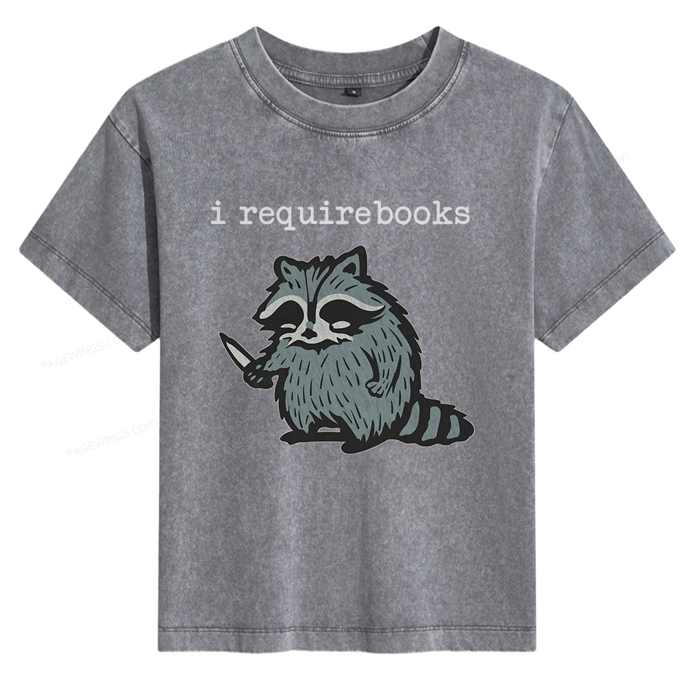 Pagewings I Require Books Women's Washed T-shirt