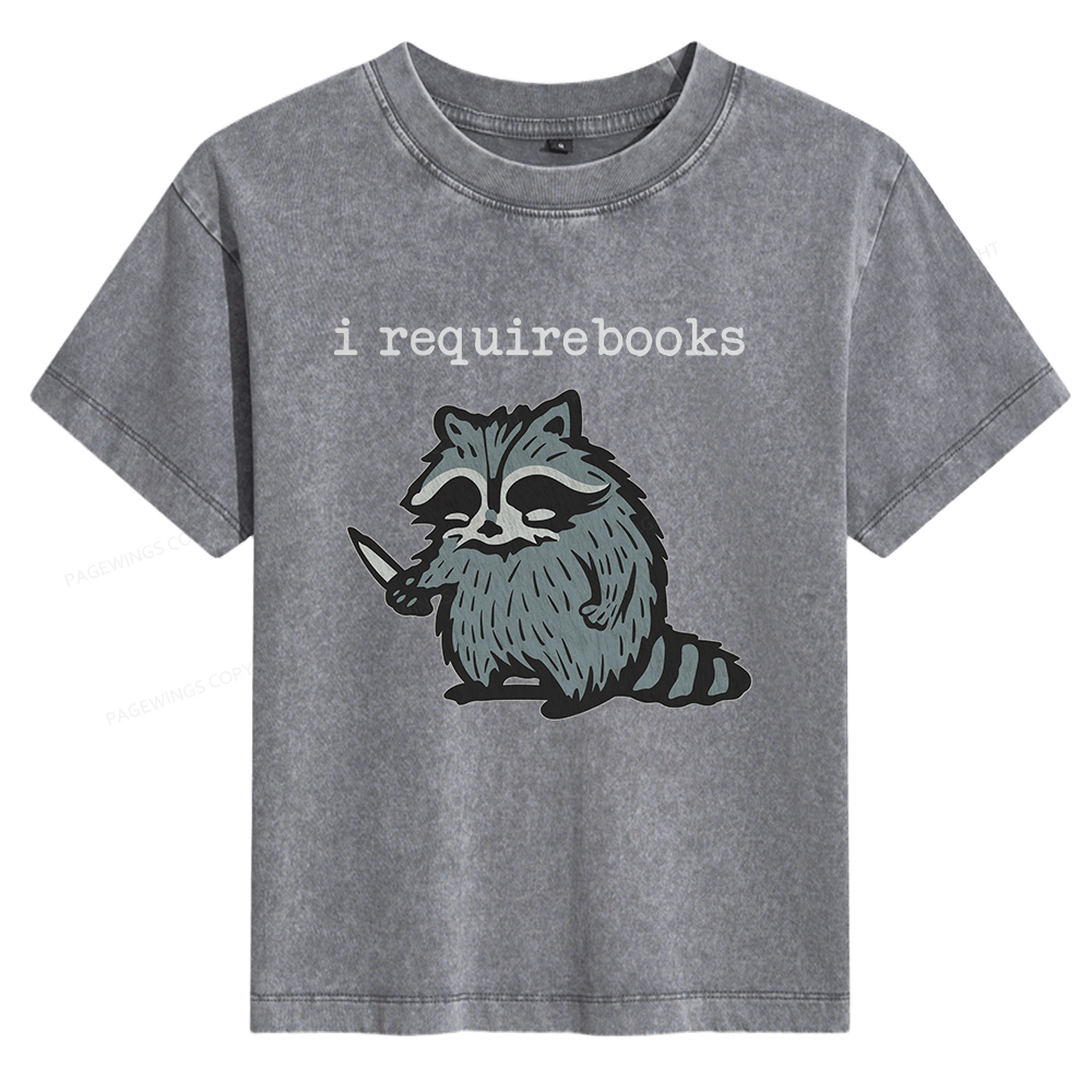 Pagewings I Require Books Women's Washed T-shirt