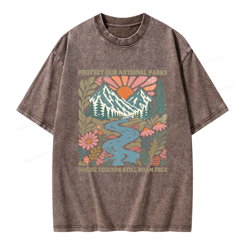 Pagewings National Parks Unisex Washed T-shirt