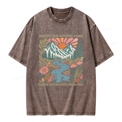 Pagewings National Parks Unisex Washed T-shirt