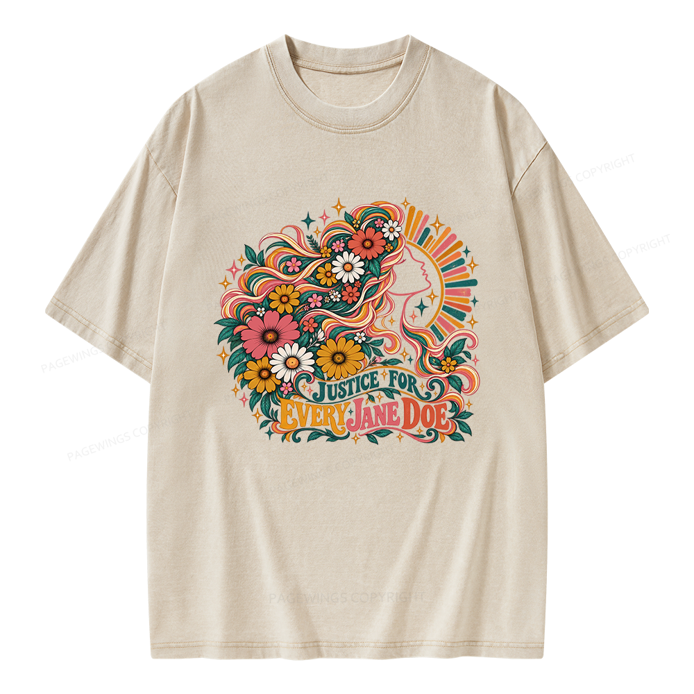 Pagewings Justice for Every Jane Doe Unisex Washed T-shirt