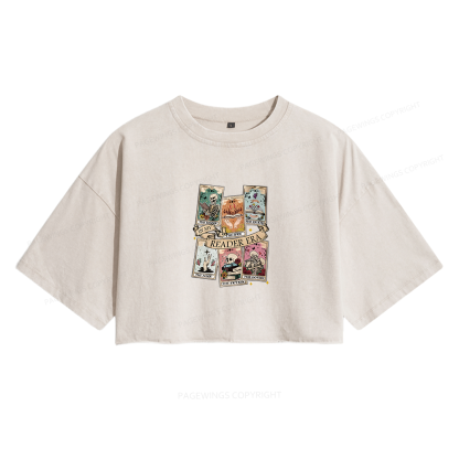 Pagewing Book Lover Gift, Bookish Gift Women's Washed Cropped T-shirt