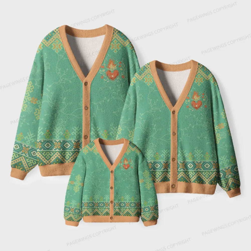 Pagewings Fireheart Unisex Ugly Cardigan Sweaters