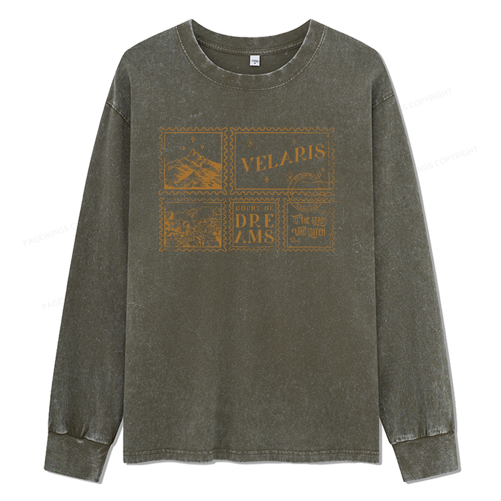 Pagewings Velaris Acotar Unisex Washed Long Sleeve T-shirt