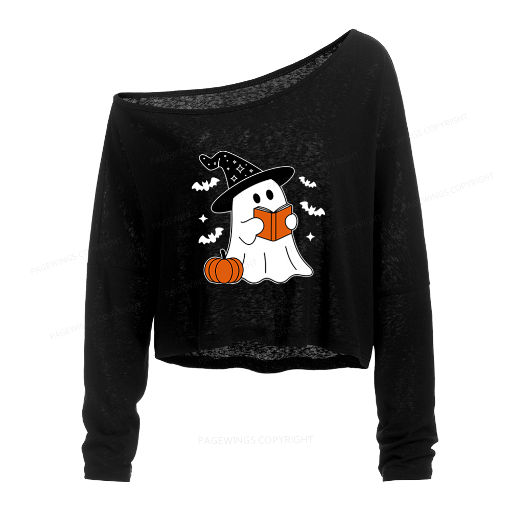 Pagewings All Booked for Fall Slouchy Long Sleeve Off Shoulder T-shirt