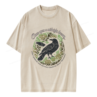 Pagewings Once Upon a Midnight Dreary Unisex Washed T-shirt