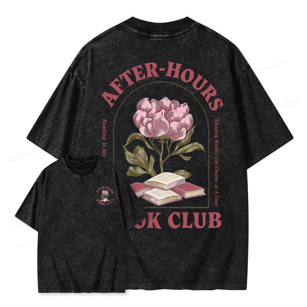 Pagewings After‑Hours Book Club Unisex Washed T-shirt