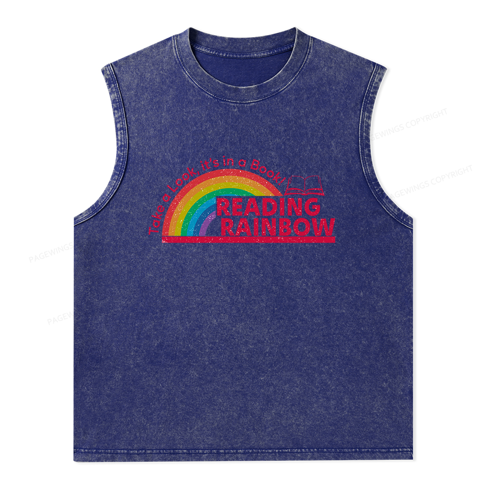Pagewings Reading Rainbow Unisex Washed Tank Top