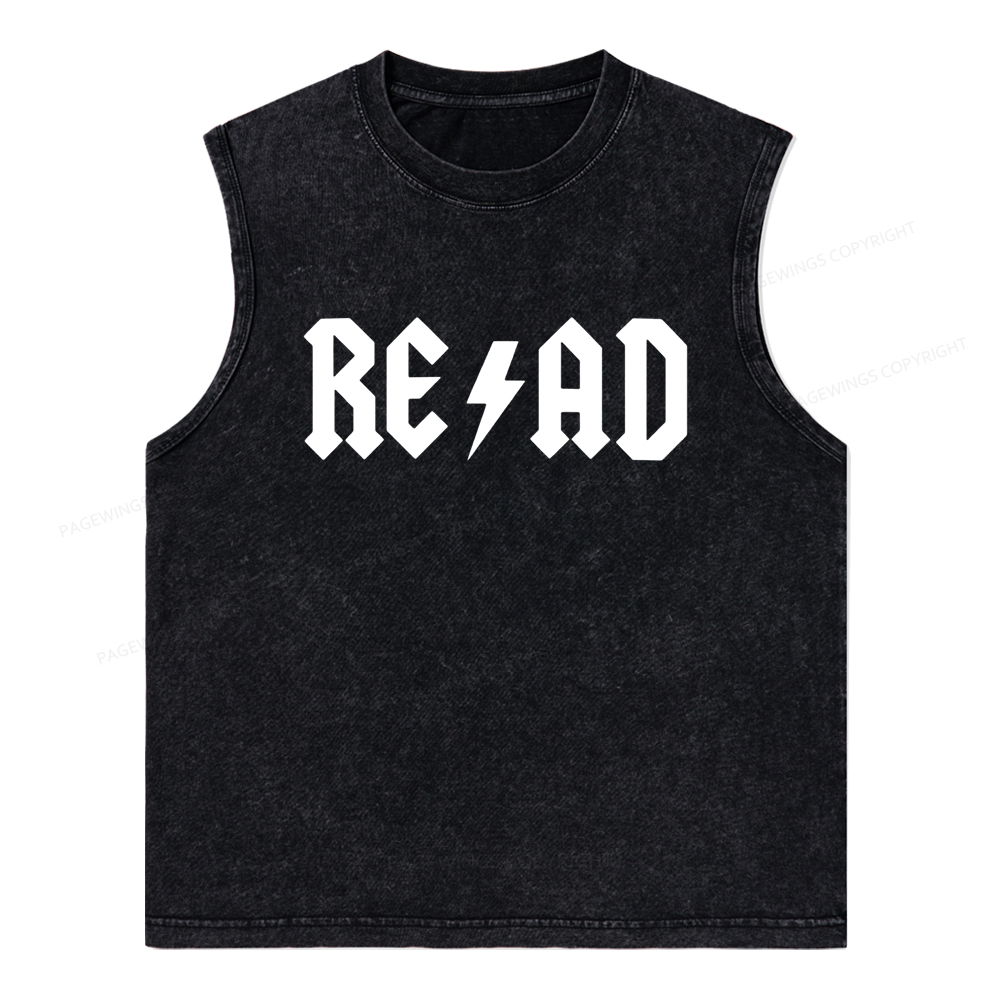 Pagewings Read Back In The Library "rock And Roll" Unisex Washed Tank Top