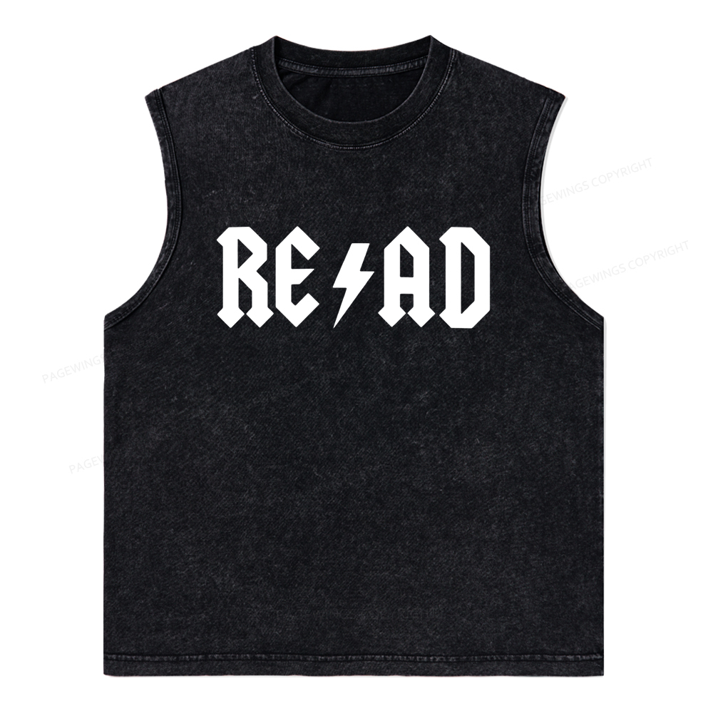 Pagewings Read Back In The Library "rock And Roll" Unisex Washed Tank Top