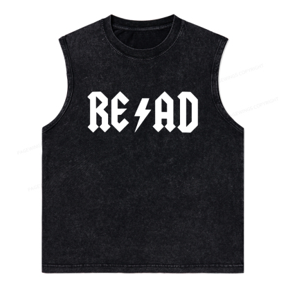 Pagewings Read Back In The Library "rock And Roll" Unisex Washed Tank Top