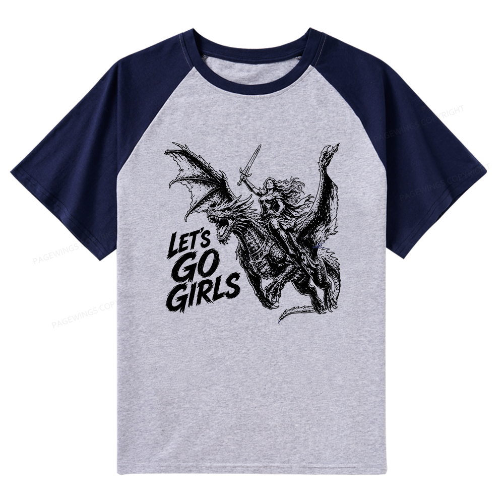 Pagewings Woman Dragon Rider Raglan T-shirt