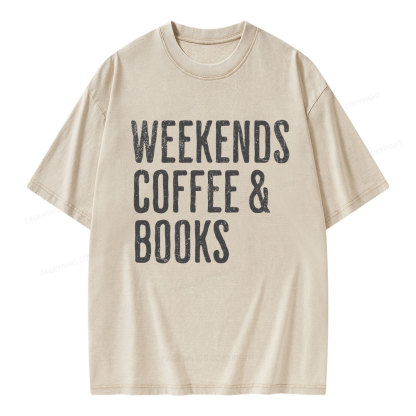 Pagewings Weekends Coffee And Books Unisex Washed T-shirt