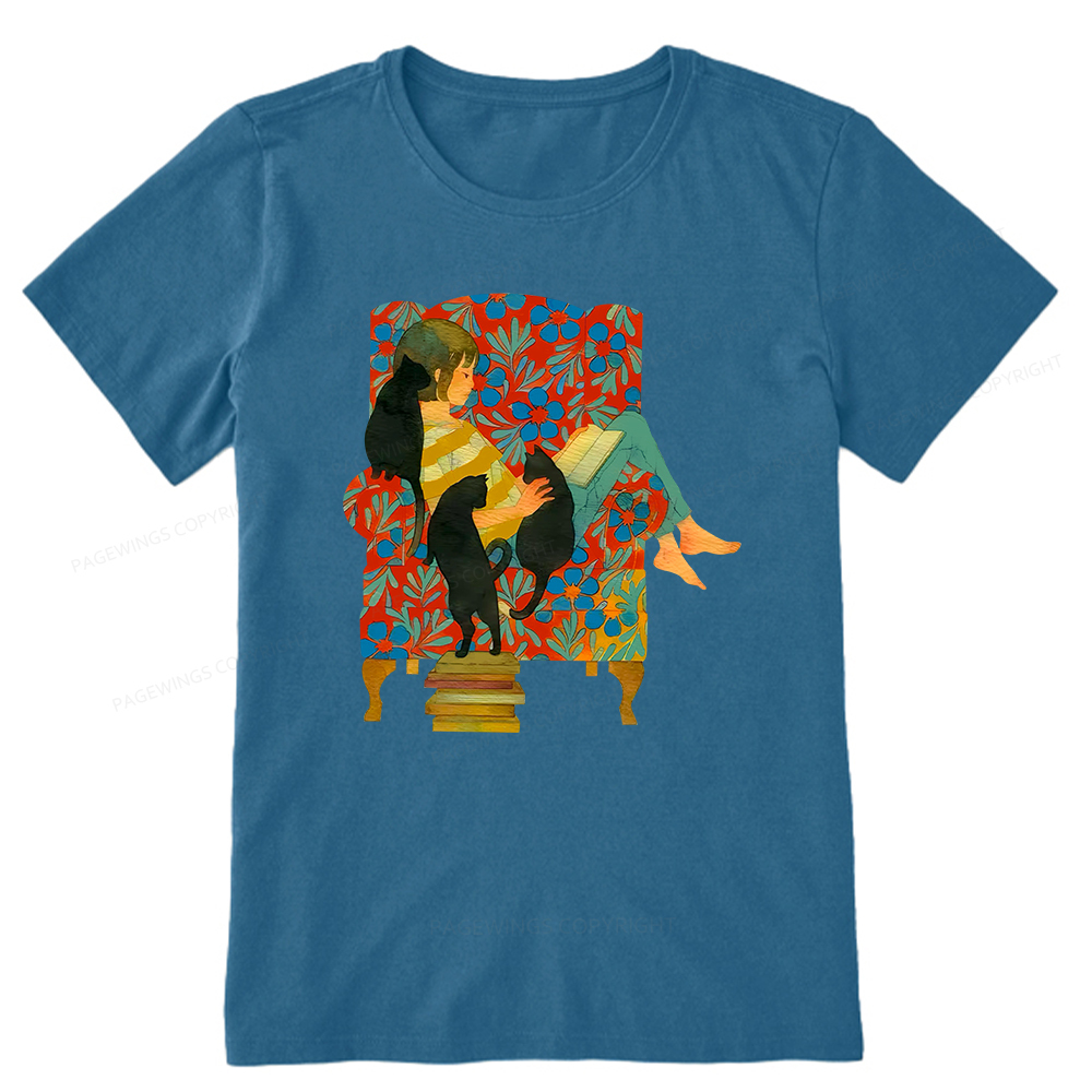 Pagewings A girl reading a book on the sofa Unisex Classic T-shirt