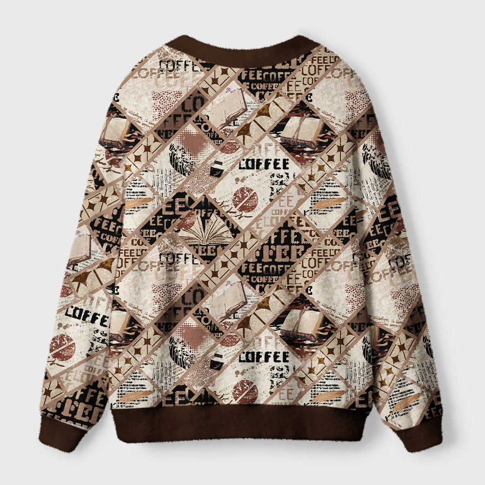 Pagewings Coffee And Books Light Knit Unisex Cardigan Sweaters