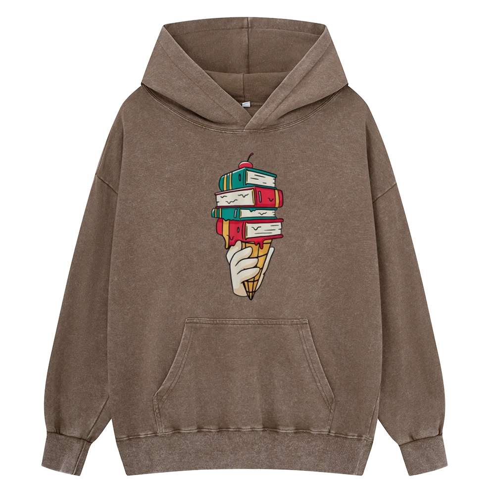 Pagewings Book Ice Cream Unisex Washed Hoodie