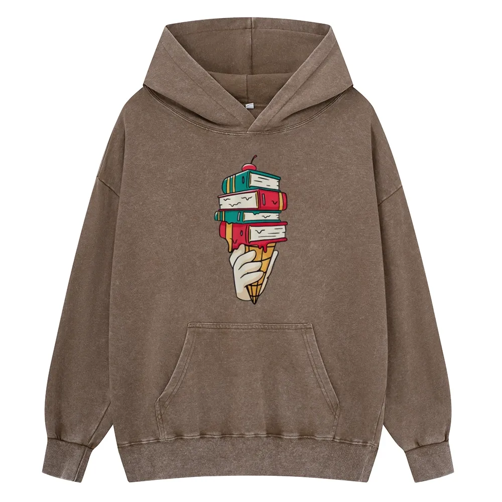 Pagewings Book Ice Cream Unisex Washed Hoodie
