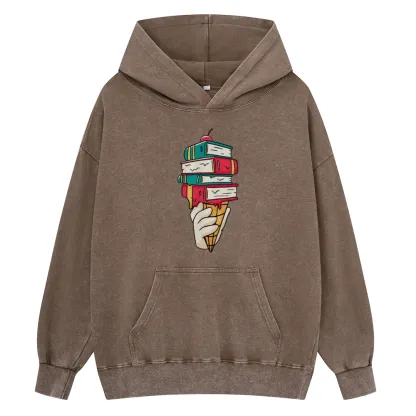 Pagewings Book Ice Cream Unisex Washed Hoodie