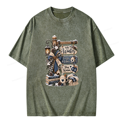 Pagewings Hello Winter Unisex Washed T-shirt