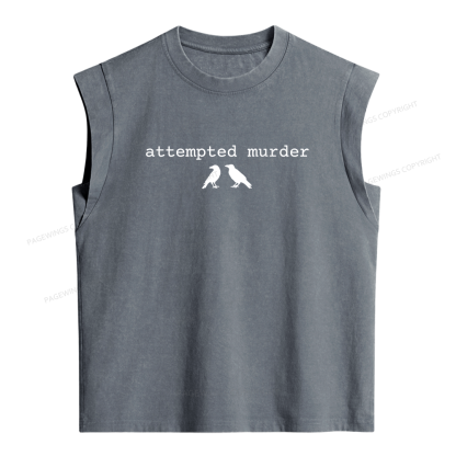 Pagewings Attempted Murder Crow Women's Washed Tank Top