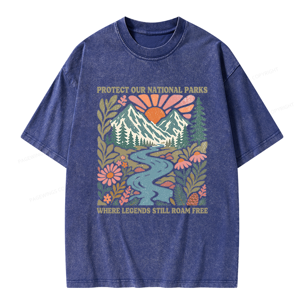Pagewings National Parks Unisex Washed T-shirt