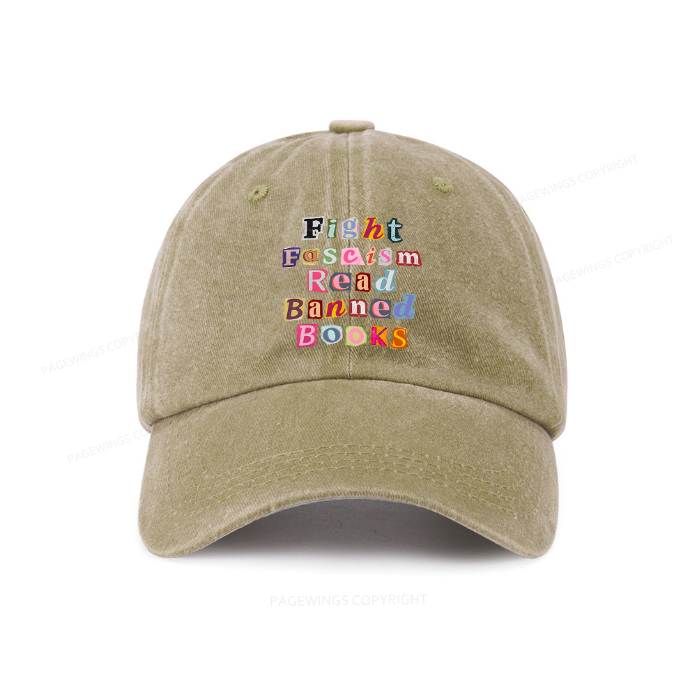 Pagewings Fight Fascism Read Books Washed Cap