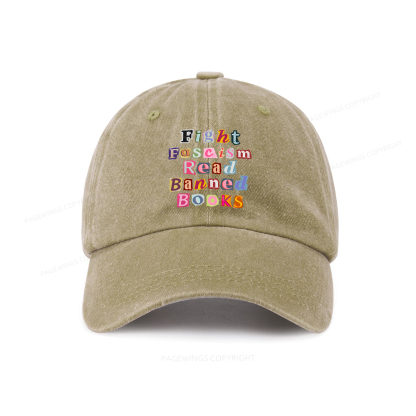 Pagewings Fight Fascism Read Books Washed Cap