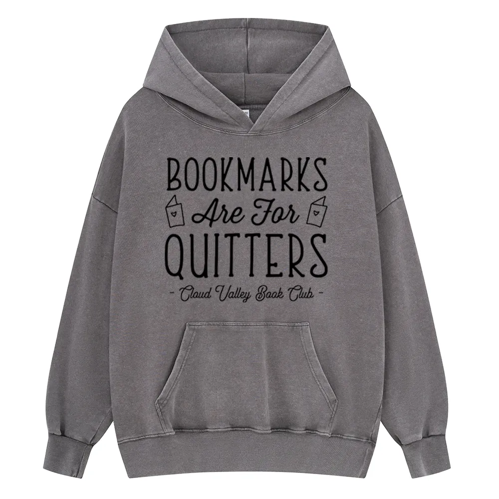 Pagewings Book Club Personalized Bookmarks Are For Quitters Unisex Washed Hoodie