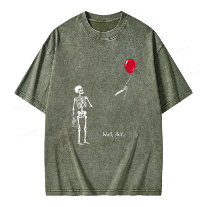 Pagewings Well Shit Skeleton Unisex Washed T-shirt