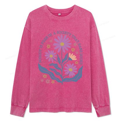 Pagewings Read Banned Books Shirt, Social Justice Gift Unisex Washed Long Sleeve T-shirt